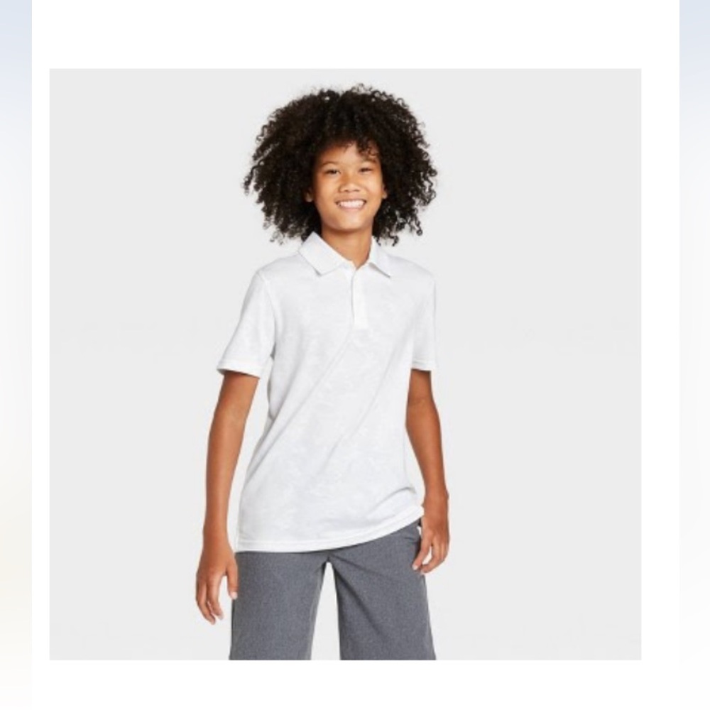 All in Motion White and Teal Mesh Top Boys Large